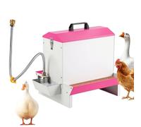 2-in-1 Poultry Feeder & Water Machine, Metal Gravity Feeder with Drinker, Double-Sided Feeding Trough for Chickens, Ducks, Geese, Portable with Handle & Lock