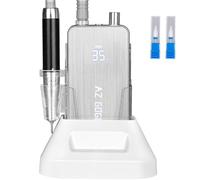 2-in-1 Professional Brushless Nail Drill, AZ GOGO 35000RPM Electric Cordless Nail File Rechargeable Portable Nail Drill Machine for Gel/Acrylic Nails 80W - Salon Level (Silver)