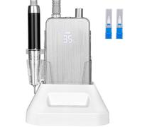 2-in-1 Professional Brushless Nail Drill, AZ GOGO 35000RPM Electric Cordless Nail File Rechargeable Portable Nail Drill Machine for Gel/Acrylic Nails 80W - Salon Level (Silver)