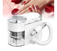 2 in 1 Professional Nail Drill and Dust Collector,Low Noise | 110V,200W,≤68db,Brushless Motor 30000RPM,Electric Nail File Polisher with Vacuum Suction,Adjustable Extension Hose,White