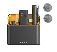 2 in 1 Professional Wireless Lavalier Microphone for Android, iPhone iPad with Charging Case Noise Cancellation Plug-Play Clip on Lapel Mic for YouTube, Recording, Vlog, Facebook Live Streaming