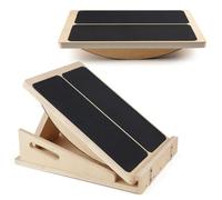 2-in-1 Professional Wooden Balance Board & Slant Board, Four Adjustable Incline Board and Calf Stretcher, Stretch Board for Knees Ankle Heel Feet Leg (2 In 1 Full-coverage)