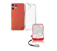 2-in-1 Protective Set: TPU Clear Silicone Case for Nothing CMF Phone 2 Pro, Silicone Case for CMF Buds 2 Wireless Earbuds - Dustproof, Shockproof, with Lanyard, Red