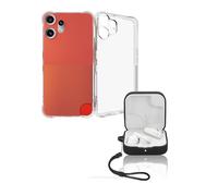 2-in-1 Protective Set: TPU Clear Silicone Case for Nothing CMF Phone 2 Pro, Silicone Case for CMF Buds 2 Wireless Earbuds - Dustproof, Shockproof, with Lanyard, Black