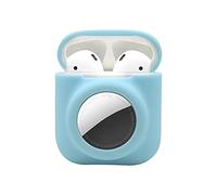 2 in 1 Protective Skin Case Compatible for Airpods for Airtag Case Combo Set, Silicone GPS Tracker Cover Holder, Soft Shock-Proof Anti-Scratch Anti-Lost