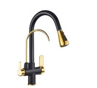 2 in 1 Pull Out Kitchen Faucet with Filtered Water Swivel Mixer Tap in Black & d Kitchen Sink T for Easy Purificat & Versatile Use