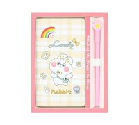 2 in 1 Rabbit Stationery Gift Box Set Includes 1 Pcs Rabbit Bunny Notebook Pocket Journal Hardcover Writing Notepad Diary and 1 Pcs Pen Gift for Birthday Christmas Kids Study Office School Supplies
