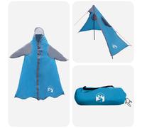 vidaXL 2-in-1 Rain Poncho with Hood, Blue, 262 x 126 x 130 cm, Lightweight Modern Poncho for Outdoors, Rain Cover, Camping, Practical Rainwear, Waterproof Tent