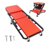 2-in-1 Red Folding Car Creeper, Durable Vehicle Creeper for Under Car Repair, Padded Headrest, Rolling Design, 150kg Load Capacity Heavy Duty Mechanics Car Creepers with 6 360° Rotatable Wheels