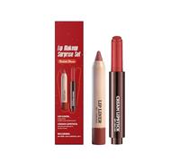 2-in-1 Red Lip Liner & Lip Ampoules Set, Waterproof & Long-Lasting Matte Lipstick, High Pigment Velvet Texture, Creamy Smudgeable Lip Set For Women (C)