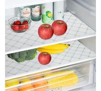 2 in 1 Refrigerator Shelf Liners, Drawer Liners for Kitchen Cabinets, Absorbent Fridge Liners with Non-Slip Particles, BPAfree, Washable, Keep Produce Fresh Longer (12PCS Gray Stripes)