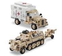 2 in 1 Rescue vehicle Building Set, Armored Truck & Halftrack Building Kit