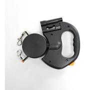 2-in-1 Retractable Dual Dog Leash with LED Flashlight, Reflective Nylon, Anti-Tangle Design (Black)