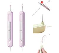 2-in-1 Retractable Needle Threader & Seam Rippers - 2025 New Stretchable Hand Sewing Tool for Knitting, Stitches, Embroidery | Easy Plug-in Threading & Quick Stitchs Remover (Purple-2pcs)