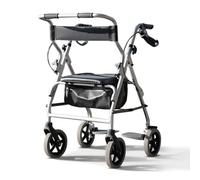 2-in-1 Rollator and Transit Chair Combination | Height Adjustable Rollator Walker with Seat | Mobility Walker Walking Aids