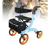 2 in 1 Rollator Walker and Transport Chair for Seniors, Folding Lightweight Aluminum Mobility Walker with Adjustable Handle, Load Capacity 220 lbs