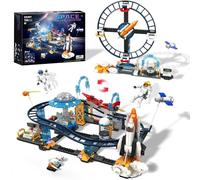 2 in 1 Roller Coaster Building Set, Kid Toys with Rockets, UFO, Satellites, Space Capsules, Buildable Space Exploration Roller Coaster City Park Toys, 764-Piece, Gift for Boys Girls Kids Ages 6-12+