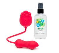 2 in 1 Rose Clitoral Sucker & Love Egg Thrusting Vibrator - Toy Cleaner Spray 250ml