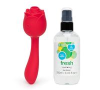 2 in 1 Rose Clitoral Sucking Toy & G-Spot Vibrator - Toy Cleanser Spray 250ml