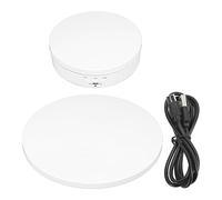 2 in 1 Rotating Display Stand, Jewelry Display Turntable for Watch Cosmetics Photography, 360° Panoramic Rotation with Silent Gear Design, USB/Battery Powered for Product Show Live (White Button)