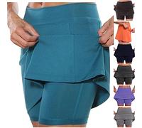 2 in 1 Running Shorts for Women Clearance Tennis Skorts with Shorts Solid Color Culottes High Waisted Skirts Athletic Yoga Skirt Running Cycling Golf Bottoms Activewear Casual Skort S-5XL