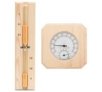 2 in 1 Sauna Hygrothermograph & Sand Timer Set - Solid Pinewood, Glass, 14x14cm