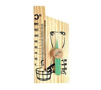 2 in 1 Sauna Thermometer Sand Timer Hourglass Wooden Thermometer Temperature Gauge Water-Proof 0-140 ℃