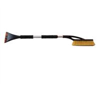 2-in-1 Scraper and Snow Brush: Telescopic Ice Scraper with Comfort Grip for Effortless Frost & Snow Removal - Plastic/Metal/Foam Scraper for Car Windows Windshields - Winter Car Care - Black/Orange