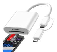 2 in 1 SD Card Reader for iPhone iPad, SD to USB C Adapter, Lightning & USB C to MicroSD/SD Card, Dual Card Slot Memory Card Reader for iPhone/iPad/Macbook/Samsung/Android phones/Camera - Plug and Pla