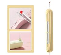 2 in 1 Seam Ripper and Thread Remover, 2025 New Plug-in Needle Threader Stretchable Seam Rippers for Sewing, Embroidery Stitch Removal Tool and Auto Needle Threader Tool Sewing Supplies (Yellow)