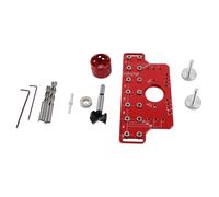 2 in 1 Shelf Pin Hinge Jig, All Metal Cabinet Hardware Drill Guide with 7 Drilling Bits for Accurate Shelf and Hinge Installation, Includes Hardened Steel Bits and Clamping System