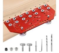 2-in-1 Shelf Pin Jig and Hinge Jig, Aluminum Adjustable Shelf Pin Drilling Jig for 5mm and 1/4" Straight Holes Shelf Peg Hole Jig for DIY Cabinet Woodworking and Home Improvement