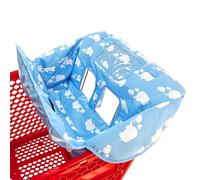 2-in-1 Shopping Cart and High Chair Cover for Baby~Padded~Fold'n Roll Style~Portable with Free Carry Bag (Blue Without Pillow)