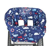 2-in-1 Shopping Cart and High Chair Cover for Baby~Padded~Fold'n Roll Style~Portable with Free Carry Bag (Blue Whale)