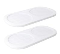 2 in 1 Silicone Coaster and Salt Holder Small Tray for Kitchen and Bathroom to Place Soap Dispensers, Toothbrush Holder, Drinks, Cup Mat, Salt and Pepper shakers Non-Slip (White)