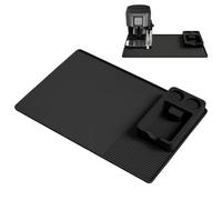 2 in 1 Silicone Coffee Machine Mat and Coffee Knock Box Set, Non-Slip Mat, Accessories for Kitchen Counter Drying & Spill Protection (Black)