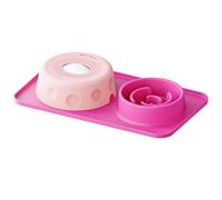 2-in-1 Silicone Dog Lick Bowl & Slow Feeder Mat, Gen 3 Dual Design Interactive Feeding Toy with Anti-Slip Suction Base, Pink Combo