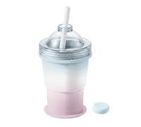 2-in-1 Silicone Ice Ball Maker Cup Portable Foldable Ice Sphere Cup with Straw Lid Easy Demolding Silicone Ice Ball Maker Cup Foldable Ice Hockey Cup Reusable Portable IceSphere Mold