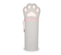 Legami - Kawaii 2 in 1 Soft Silicone Pencil Case, Kitty Paw Theme, Table Pen Holder, Zipper Closure, Pastel Pens Marker, H 21.5 cm