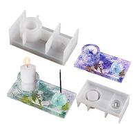 2 in 1 Silicone Pillar Candle Taper Holder Incense Sticks Holder Resin Casting Mold, Burner Ashes Catcher Tray Epoxy Molds Craft Candlestick Mould DIY Tool Decor Home Room Ornament