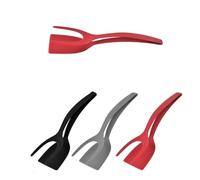 2-in-1 Silicone Spatula Fork, Heat Resistant Cooking Utensil for Grilling and Serving, Multi-Purpose Kitchen Tool, 30.7 cm Length, Black Grey Red