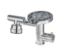 2-in-1 Sink Faucets and Glass Rinser, Rotating Kitchen Sink Tap, 4 Water Outlet Modes, Brass Faucet Cup Washer Attachment for Home, Hotel(Silver)
