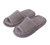 2-in-1 Slippers for Women UK with Detachable Washable Floor Cleaning Base, Indoor Outdoor House Shoes with Memory Foam Arch Support & A-n-ti-Slip Rubber, Silent Vacuuming Fuzzy Fluffy (Grey, 3.5-6)