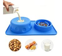 2-in-1 Slow Feeder Dog Bowl with Non-Slip Base - Interactive Puzzle Maze for Anti-Gulp Bloat Stop - Durable BPA-Free Plastic for Small Medium Large Dogs - Blue