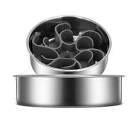 2-in-1 Slow Feeder Dog Bowls, Stainless Steel Pet Bowls with Silicone Feeder Insert, Removable Non-Slip Rubber Base for Dogs to Slow Down Eating (Small Breed)