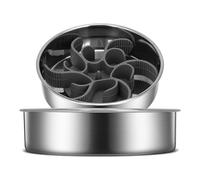 2-in-1 Slow Feeder Dog Bowls, Stainless Steel Pet Bowls with Silicone Feeder Insert, Removable Non-Slip Rubber Base for Dogs to Slow Down Eating (Medium & Large Breed)