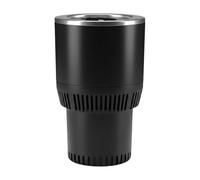 2-in-1 Smart Car Cup Heating and Cooling Cup Holder LED Temperature Display, Suitable for Commuters on The Road, （Black Silver）