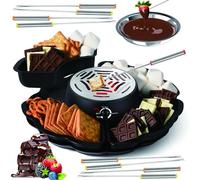 2-in-1 S'Mores Maker & Chocolate Fondue Set - 280W Tabletop Electric Marshmallow Roaster with Temp Control & 14 Accessories, Indoor S'Mores Kit for Parties, Movie Nights & Gifts
