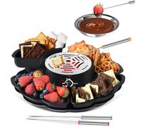 2 in 1 Smores Maker & Fondue Set, Tabletop Indoor Smores Kit, Flameless Electric Marshmallow Roaster with Temp Control, 4 Detachable Trays & 4 Roasting Forks for Parties, Movie Nights, Gifts