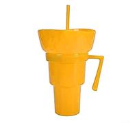 2-in-1 Snack and Drink ForCombo Cup with Dual Function Design, Twist-Seal Lid, Fixed Straw, and Snack Bowl Secured by Positive Engagement Lock (Yellow (pure color))